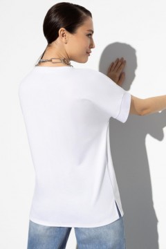Белая футболка с разрезами по бокам Charutti(фото3)