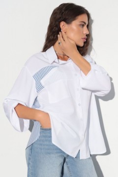 Рубашка белая с контрастной вставкой Charutti(фото3)