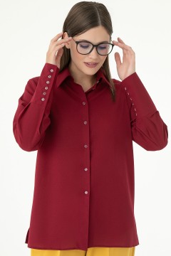 Бордовая блузка с длинными рукавами Lady Taiga(фото3)