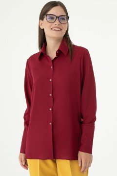 Бордовая блузка с длинными рукавами Lady Taiga