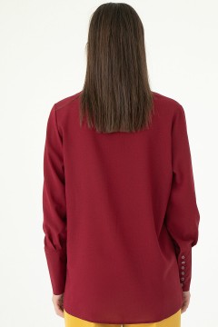 Бордовая блузка с длинными рукавами Lady Taiga(фото5)