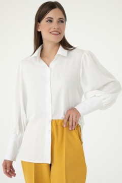 Белая блузка с пышными рукавами Lady Taiga(фото3)