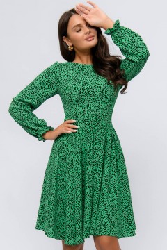 Зелёное платье с ракслешённой юбкой 1001 dress