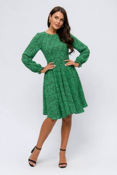 Зелёное платье с ракслешённой юбкой 1001 dress(фото2)