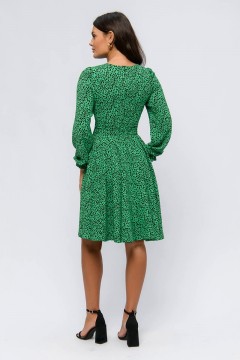 Зелёное платье с ракслешённой юбкой 1001 dress(фото3)