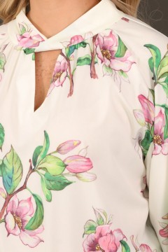 Белая блузка с цветочным принтом Wisell(фото3)