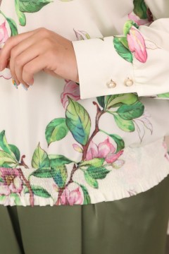 Белая блузка с цветочным принтом Wisell(фото4)
