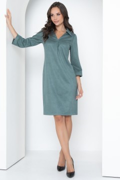 Зелёное вельветовое платье с поясом Diolche(фото4)