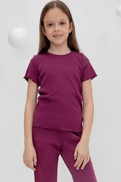 Однотонная футболка для девочки КР 301989/насыщенная клюква к407 фуфайка Crockid(фото2)