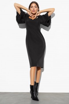 Чёрное платье с объёмными рукавами Charutti(фото2)