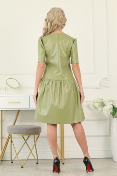 Зелёное платье из экокожи Wisell(фото6)