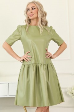 Зелёное платье из экокожи Wisell