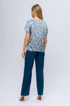Голубая блузка с цветочным принтом 1001 dress(фото3)