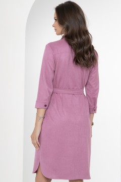 Розовое платье-рубашка с поясом Diolche(фото3)