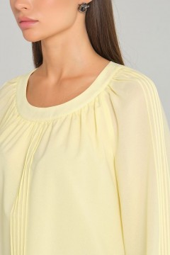 Жёлтая блуза из шифона с застроченными складками Priz(фото3)