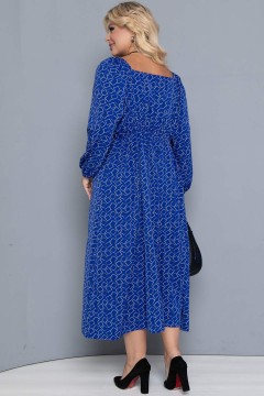 Длинное синее платье с принтом Agata(фото4)