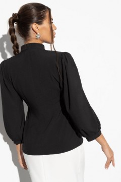 Чёрная блузка с пышными рукавами Charutti(фото4)