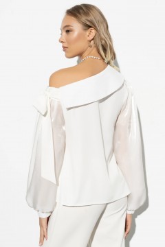 Белая блузка с открытым плечом Charutti(фото4)