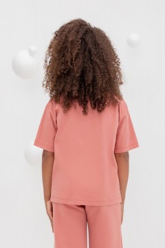 Розовая футболка с принтом для девочки КР 302241/кирпичная пыль к427 фуфайка Crockid(фото4)