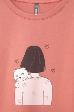 Розовая футболка с принтом для девочки КР 302241/кирпичная пыль к427 фуфайка Crockid(фото6)