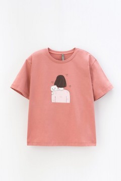 Розовая футболка с принтом для девочки КР 302241/кирпичная пыль к427 фуфайка Crockid(фото5)