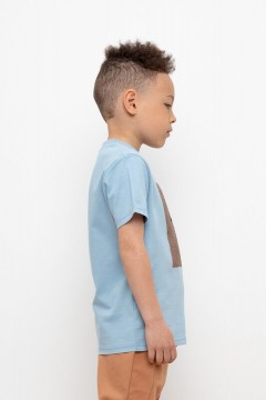 Голубая футболка с принтом для мальчика КР 302257/пыльно-синий к432 фуфайка Crockid(фото3)