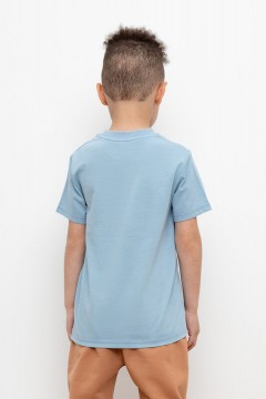 Голубая футболка с принтом для мальчика КР 302257/пыльно-синий к432 фуфайка Crockid(фото4)