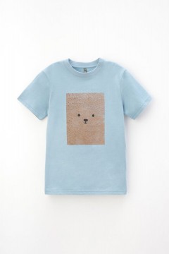 Голубая футболка с принтом для мальчика КР 302257/пыльно-синий к432 фуфайка Crockid(фото6)