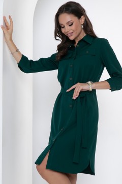 Тёмно-зелёное платье-рубашка Diolche(фото2)