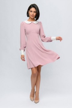 Розовое платье с воротничком 1001 dress(фото2)
