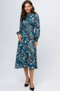 Бирюзовое платье с цветочным принтом 1001 dress