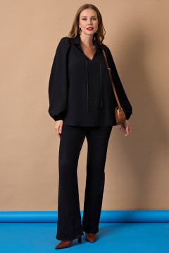 Чёрная блузка с пышными рукавами Aquarel(фото2)