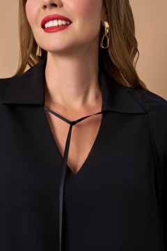 Чёрная блузка с пышными рукавами Aquarel(фото3)