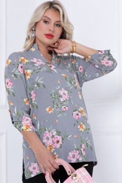 Серая блузка с цветочным принтом Bellovera