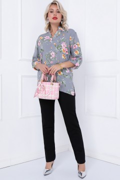 Серая блузка с цветочным принтом Bellovera(фото2)