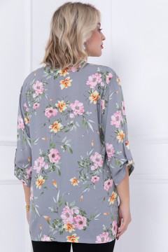 Серая блузка с цветочным принтом Bellovera(фото4)