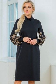 Чёрное платье с длинными рукавами Ajour