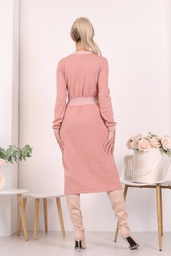 Розовое платье с пуговицами Wisell(фото4)