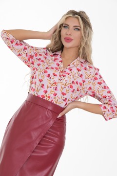 Розовая блузка с цветочным принтом Diolche(фото2)
