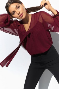 Бордовая блузка с длинными рукавами Charutti(фото3)