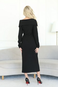 Чёрное трикотажное платье 54 размера Wisell(фото4)