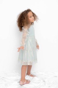 Красивое голубое платье для девочки К 5855/голубой платье Crockid(фото2)