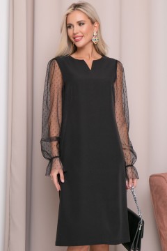Нарядное чёрное платье с рукавами из сетки Modellos