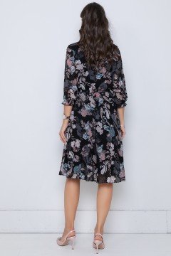 Чёрное шифоновое платье с цветочным принтом Diolche(фото3)