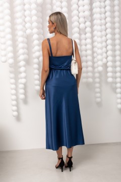 Длинная атласная юбка тёмно-синяя Сивилья №3 Valentina(фото3)