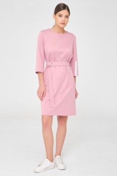 Розовое платье с поясом Priz(фото2)
