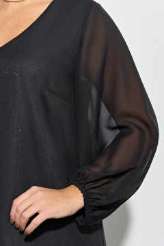 Чёрное шифоновое платье с объёмными рукавами Aquarel(фото4)