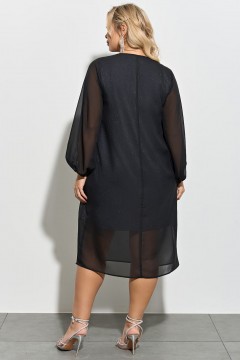 Чёрное шифоновое платье с объёмными рукавами Aquarel(фото5)