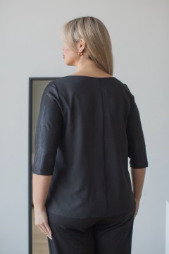 Чёрная блузка с рукавами три четверти Novita(фото4)