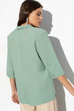 Зелёная льняная блузка Charutti(фото3)